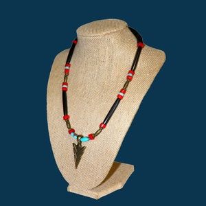 Bronze Arrow Head, Hare Bone Pipe & Turquoise